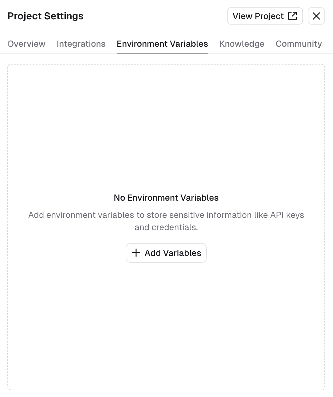 Environment variables UI